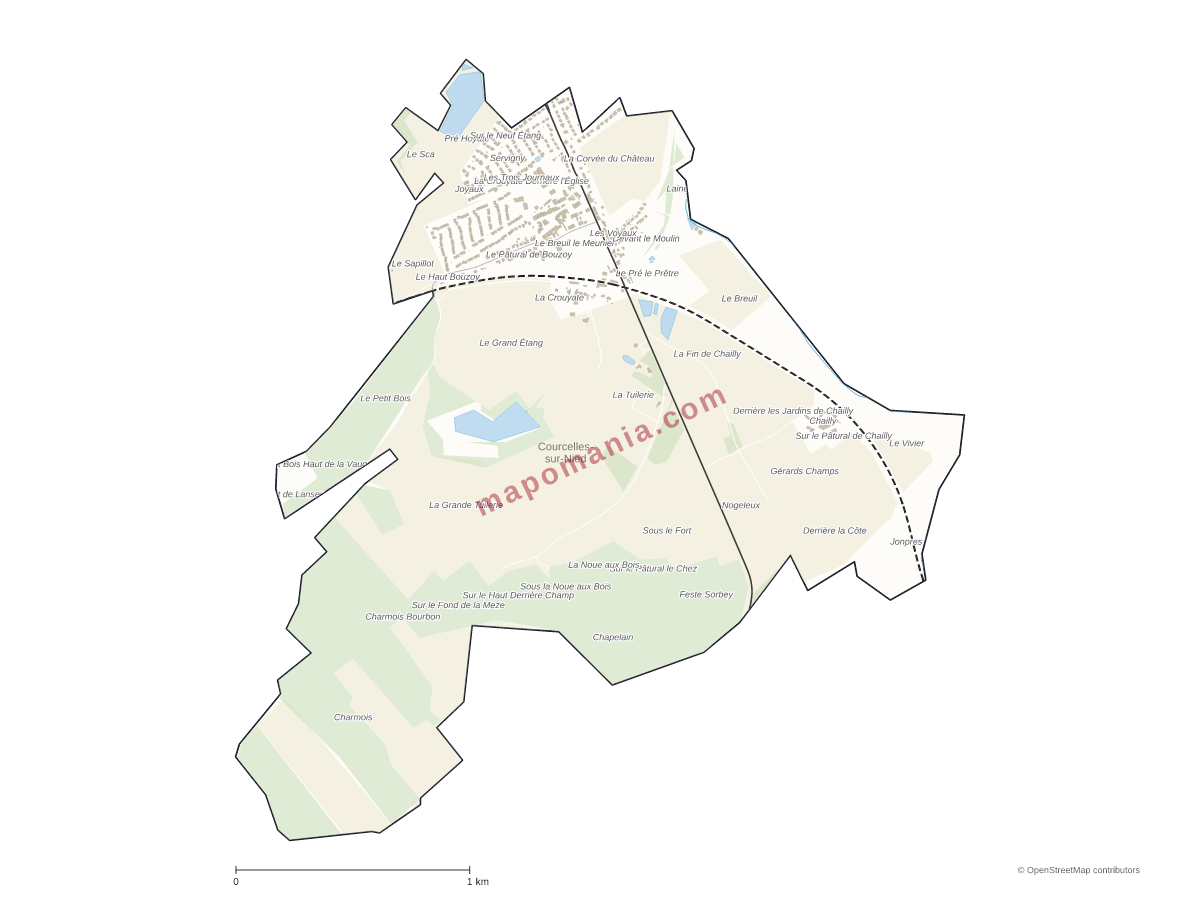 Carte de Courcelles-sur-Nied à personnaliser