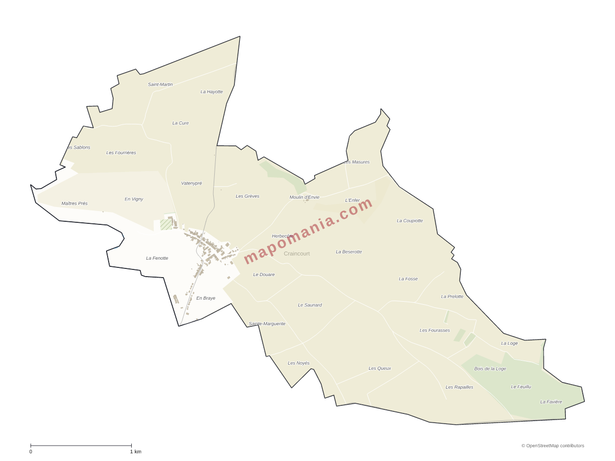 Carte de Craincourt à personnaliser
