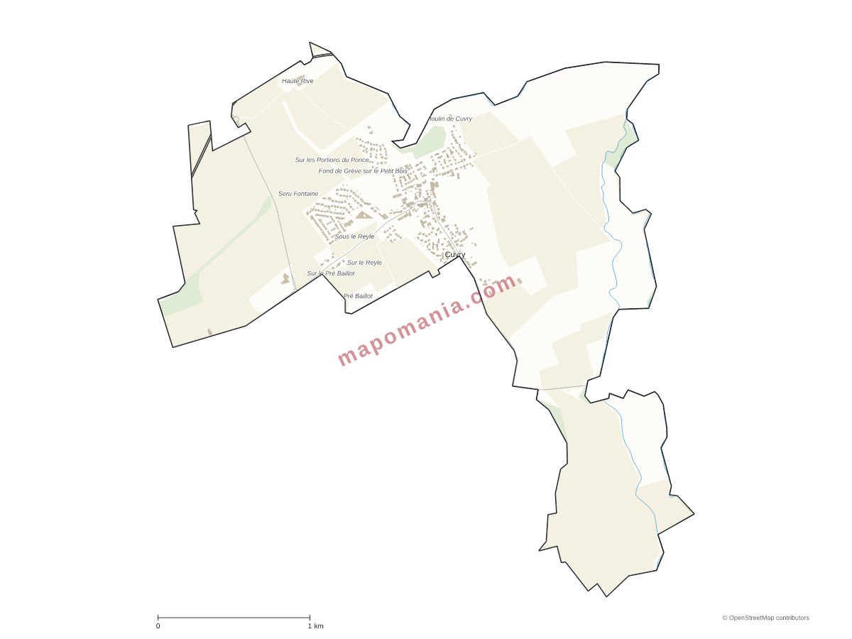 Carte de Cuvry à personnaliser