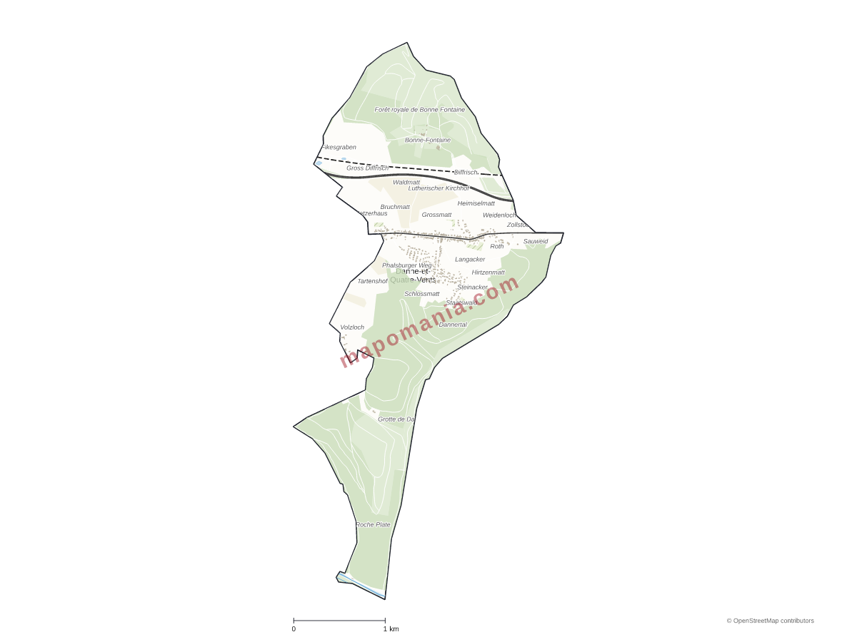 Carte de Danne-et-Quatre-Vents à personnaliser