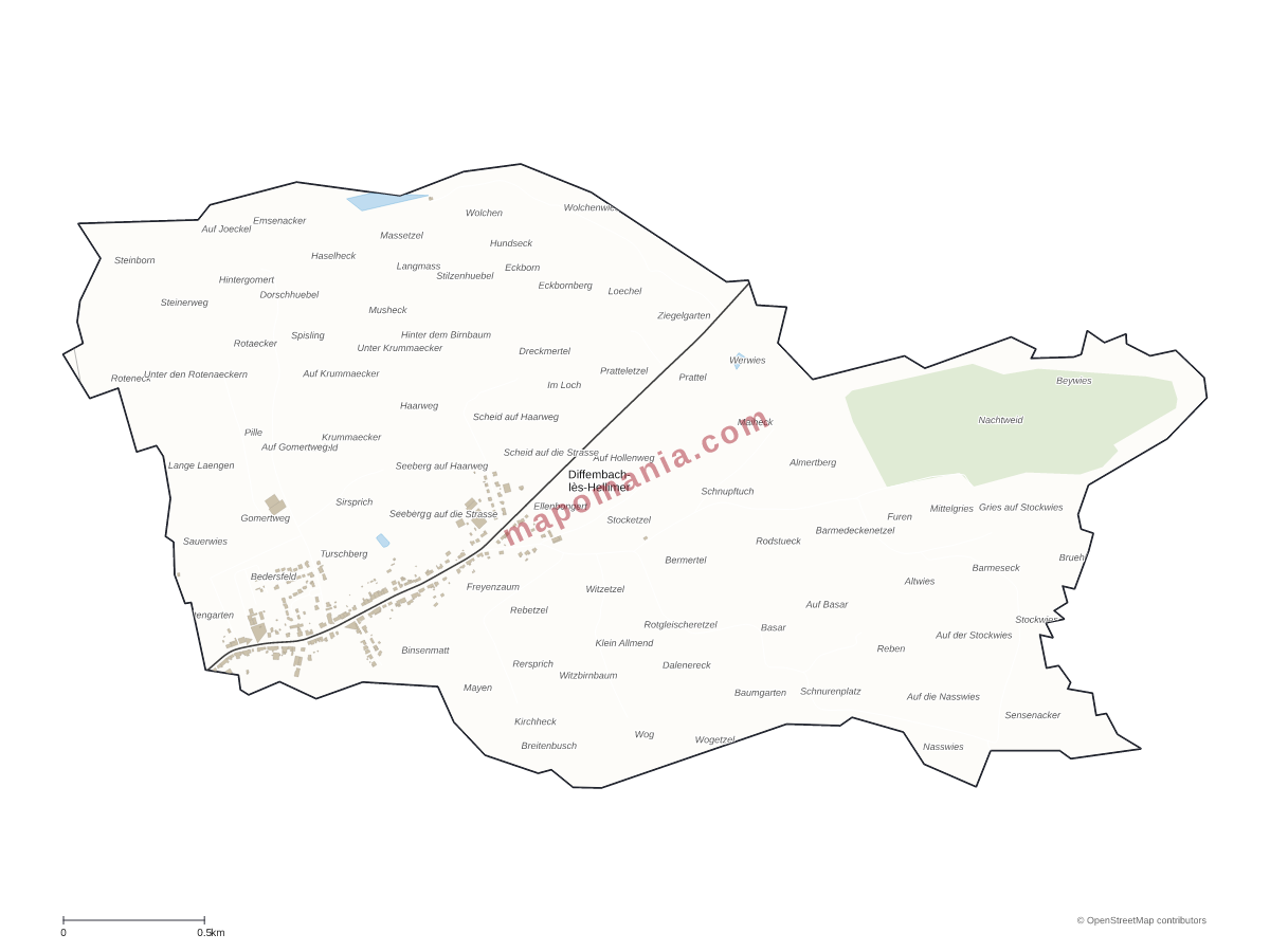 Carte de Diffembach-lès-Hellimer à personnaliser