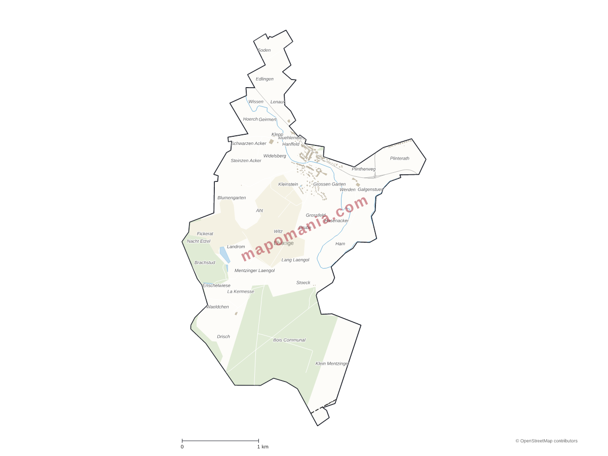Carte de Elvange à personnaliser