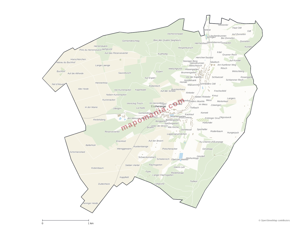 Carte de Escherange à personnaliser