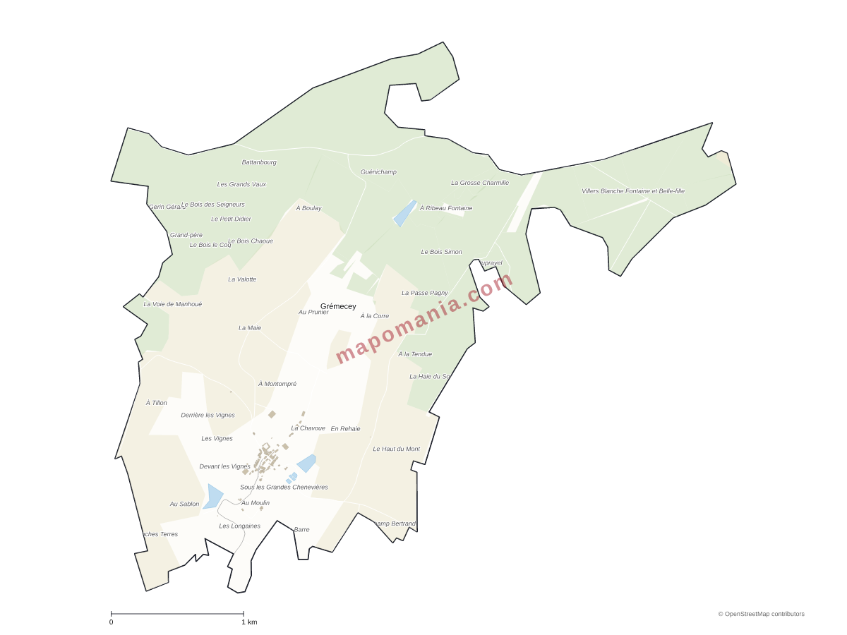 Carte de Grémecey à personnaliser
