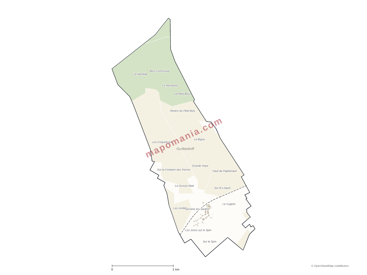 Carte de Guébestroff à personnaliser