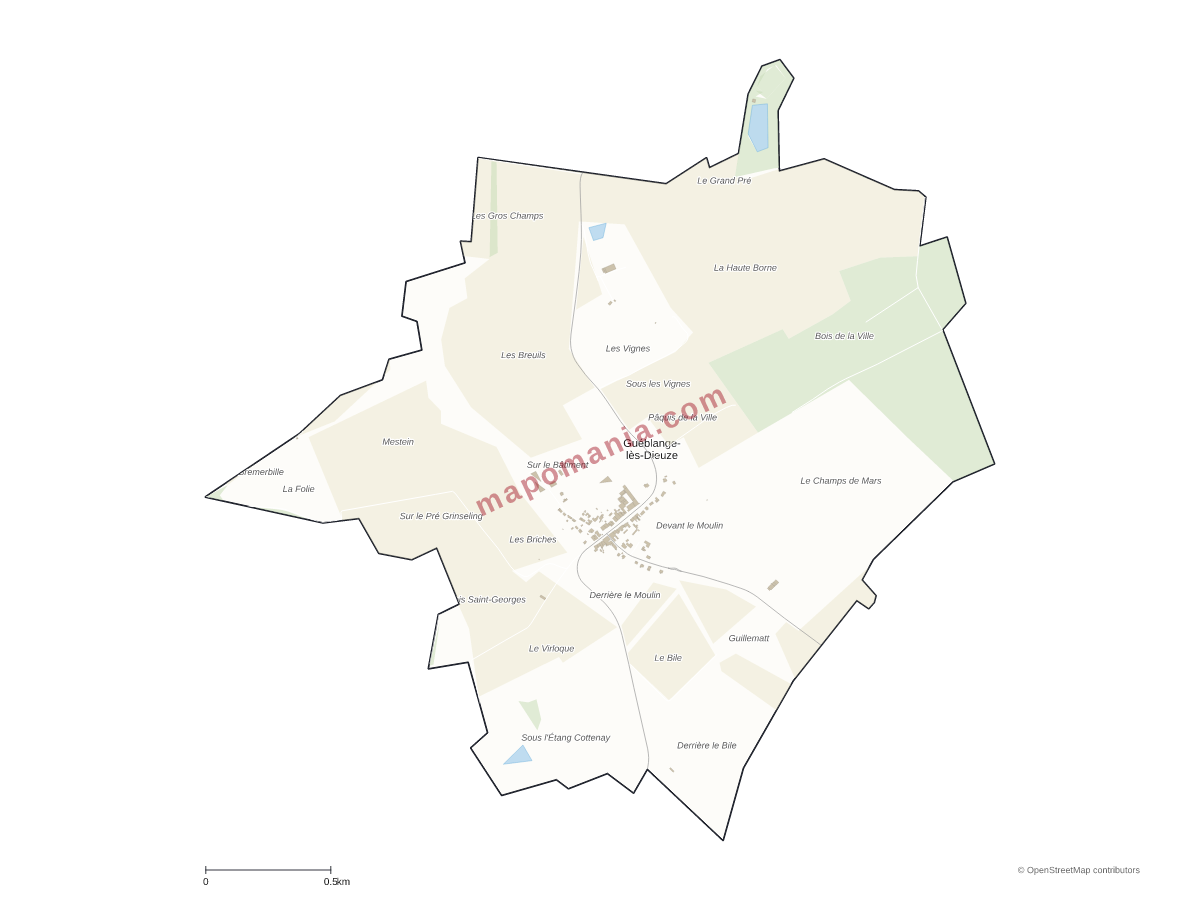 Carte de Guéblange-lès-Dieuze à personnaliser