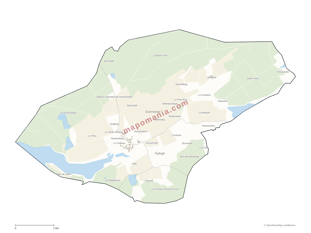 Carte de Guermange à personnaliser
