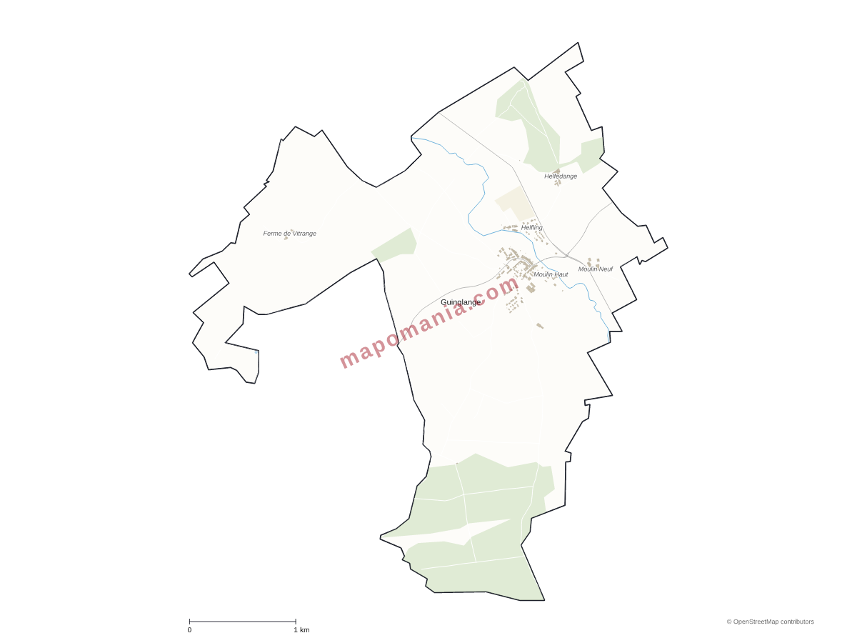 Carte de Guinglange à personnaliser