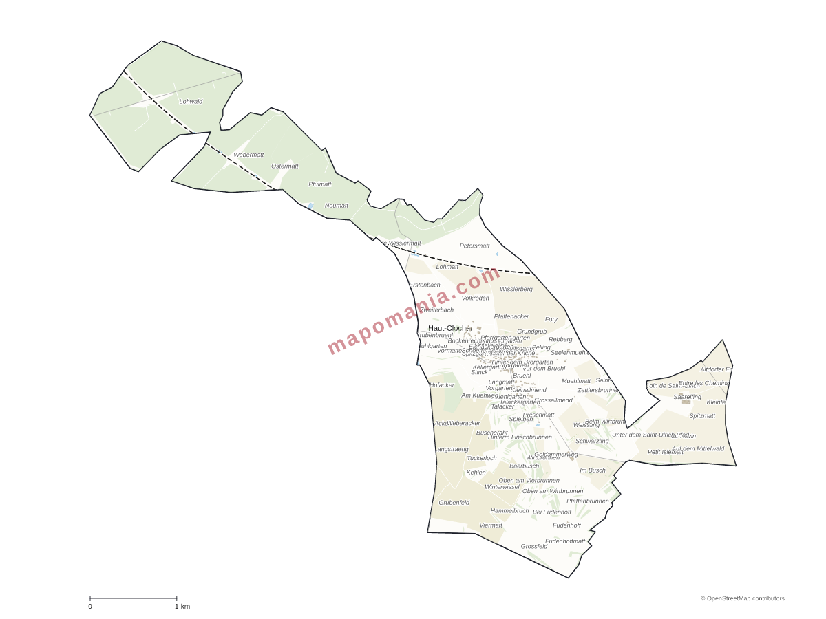 Carte de Haut-Clocher à personnaliser