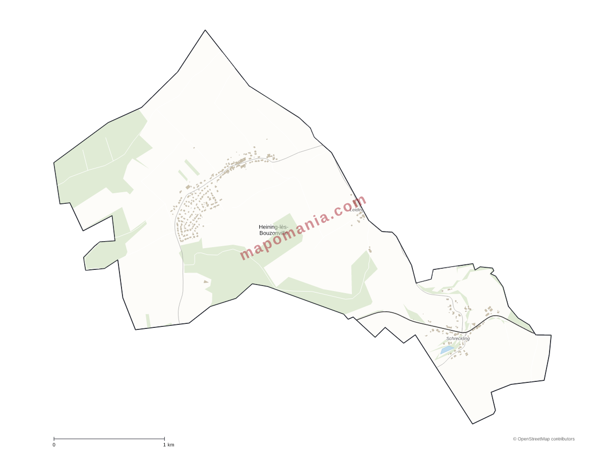 Carte de Heining-lès-Bouzonville à personnaliser