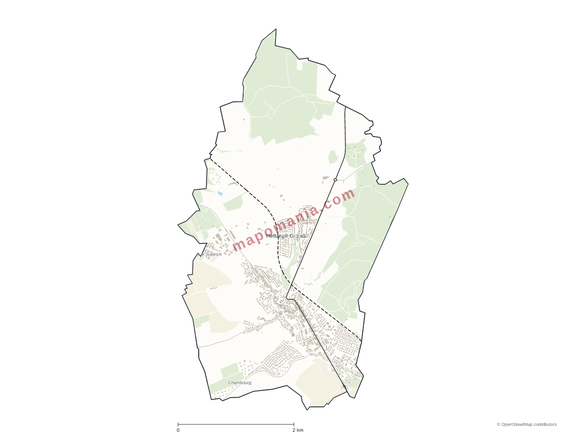 Carte de Hettange-Grande à personnaliser