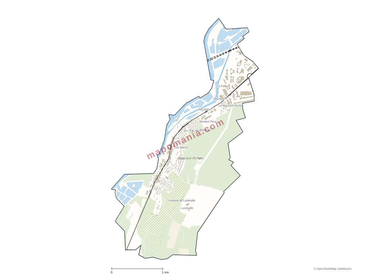 Carte de Jouy-aux-Arches à personnaliser