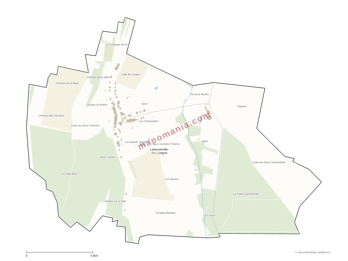 Carte de Laneuveville-lès-Lorquin à personnaliser