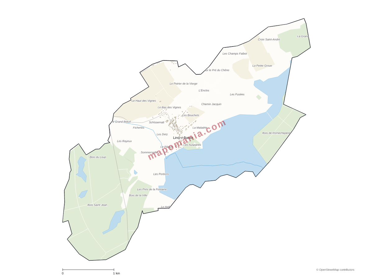 Carte de Lindre-Basse à personnaliser