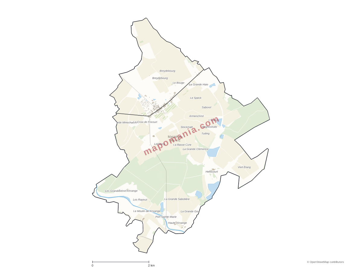 Carte de Maizières-lès-Vic à personnaliser