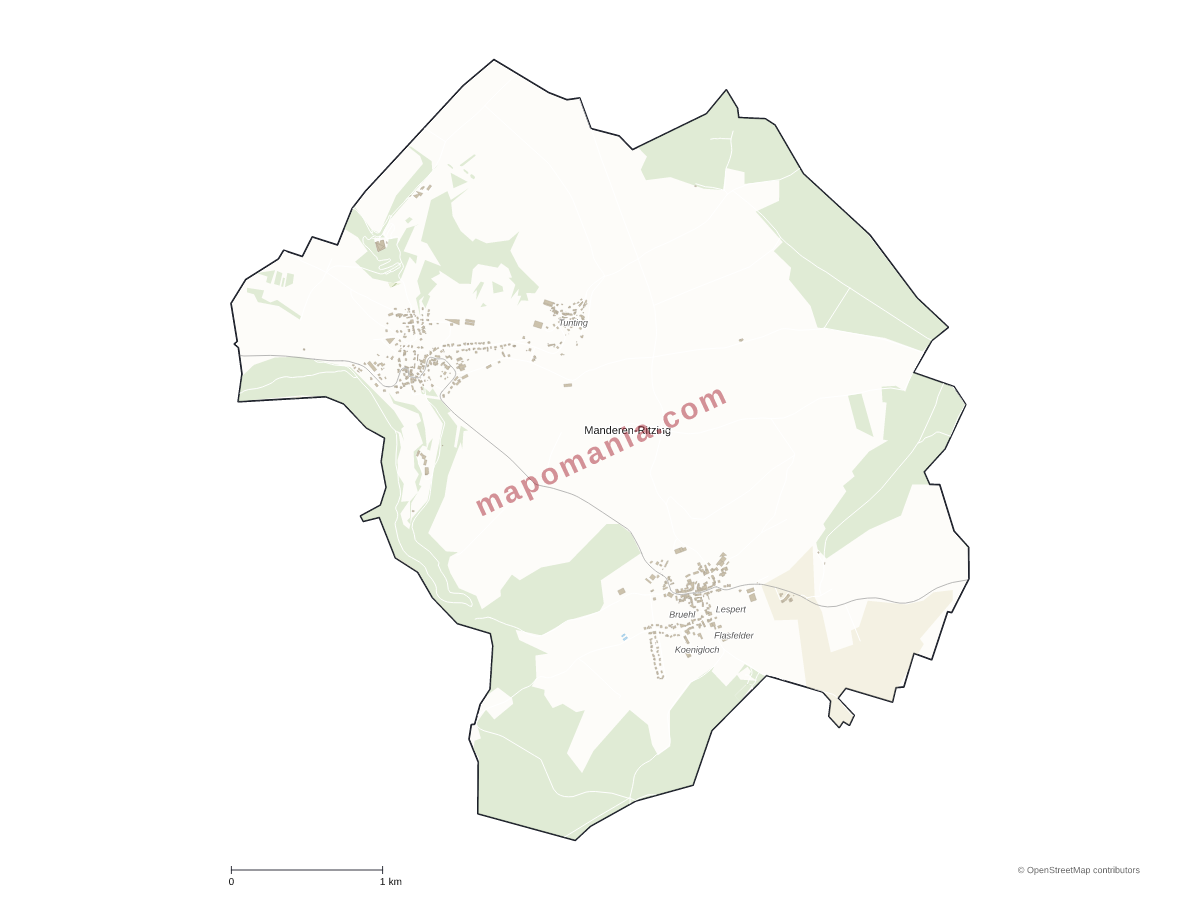 Carte de Manderen-Ritzing à personnaliser