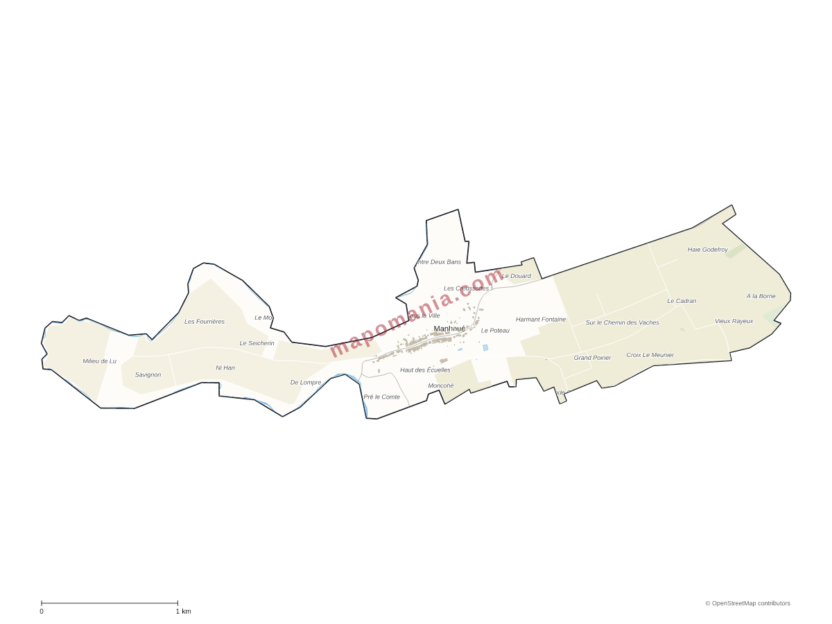 Carte de Manhoué à personnaliser