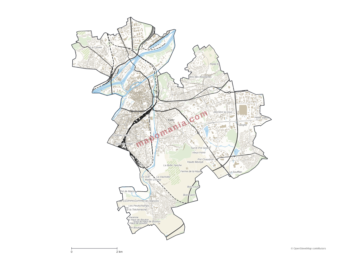 Carte de Metz à personnaliser