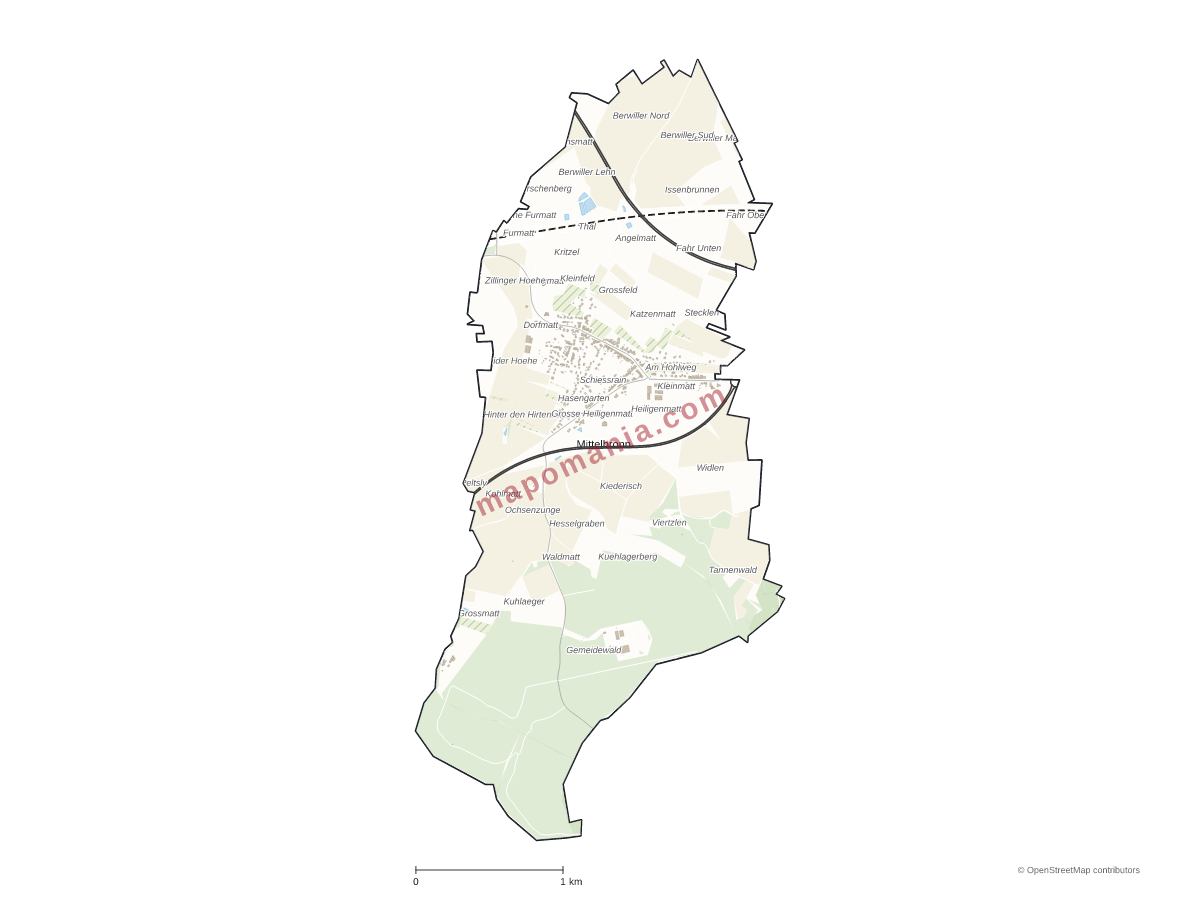 Carte de Mittelbronn à personnaliser