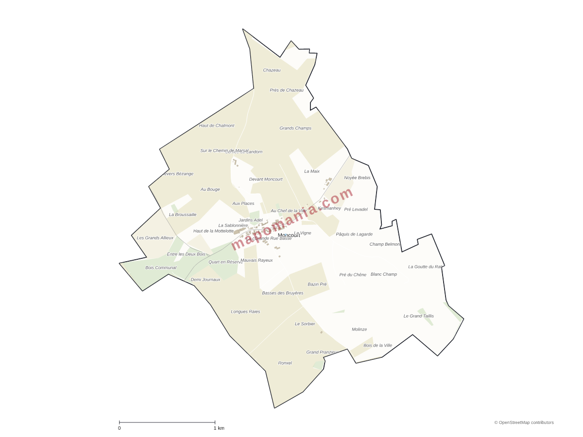 Carte de Moncourt à personnaliser