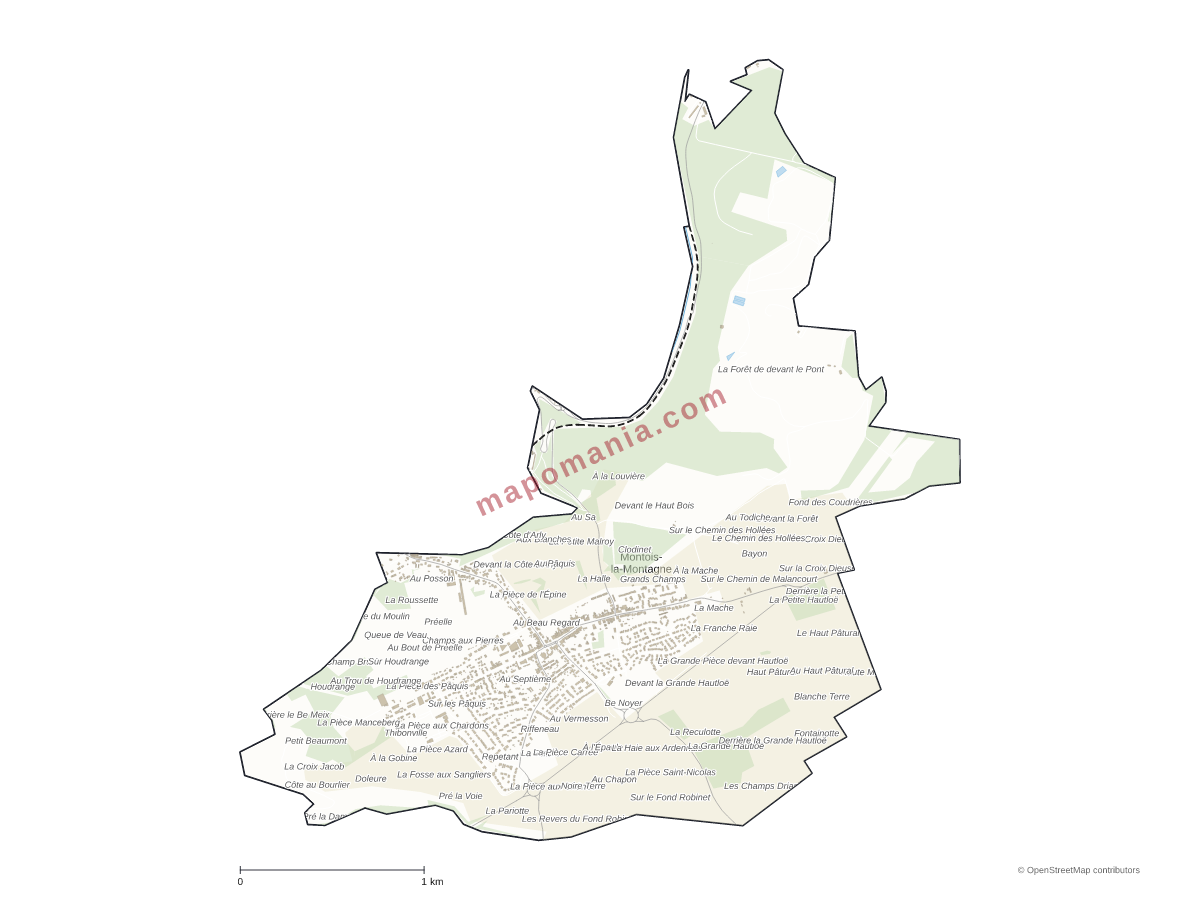 Carte de Montois-la-Montagne à personnaliser