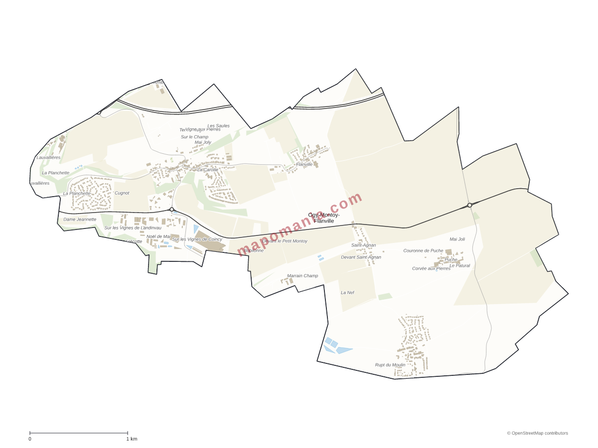 Carte de Ogy-Montoy-Flanville à personnaliser