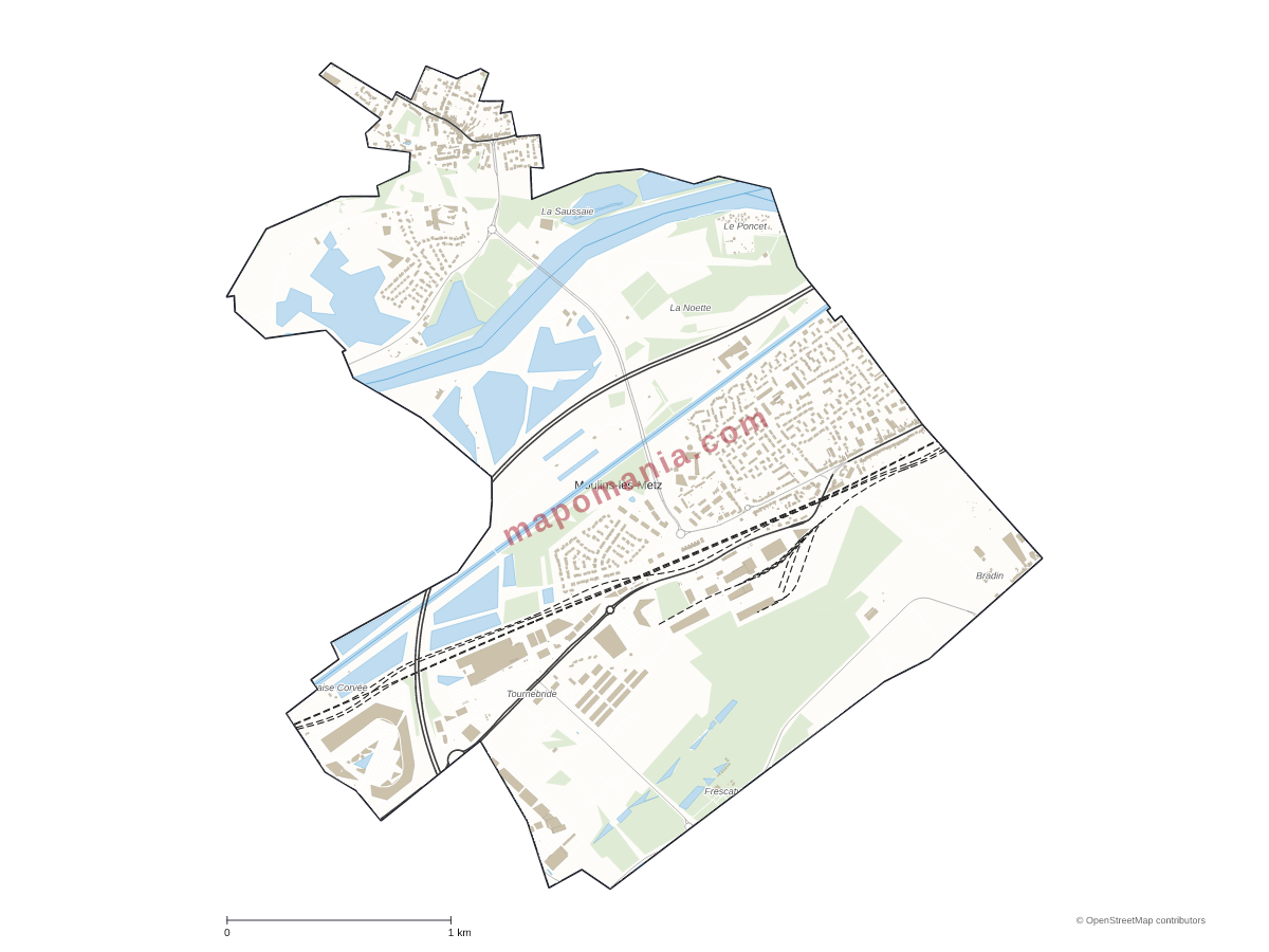 Carte de Moulins-lès-Metz à personnaliser