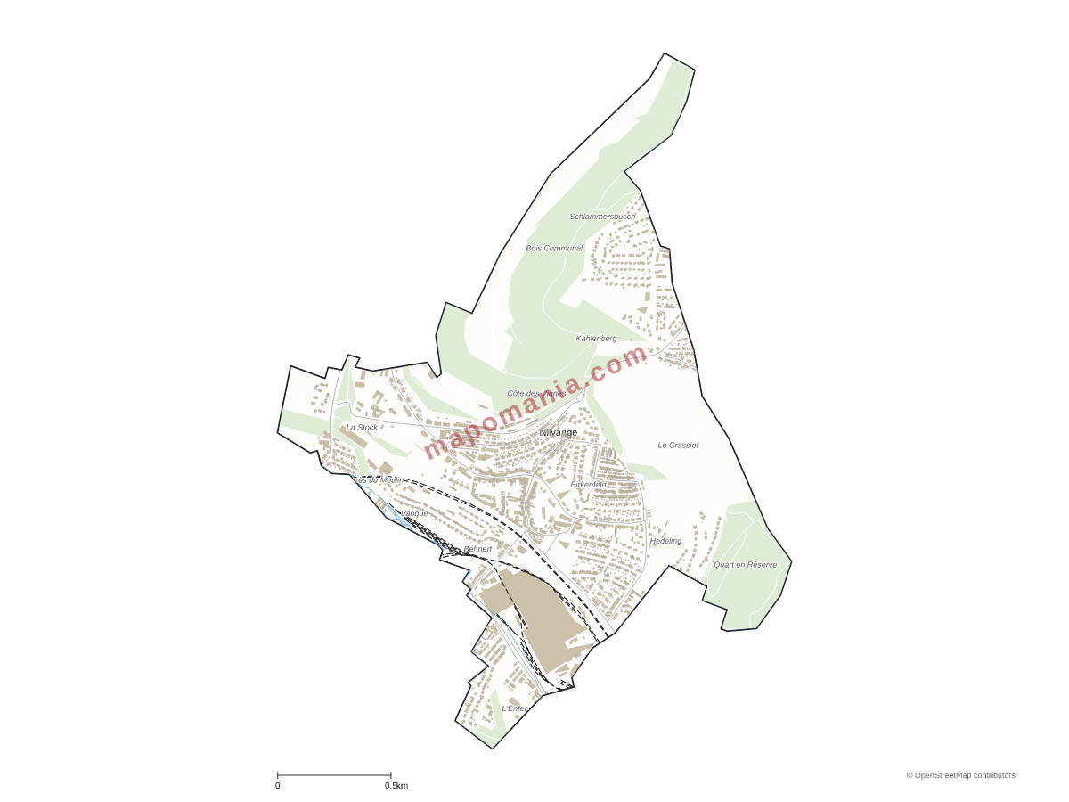 Carte de Nilvange à personnaliser