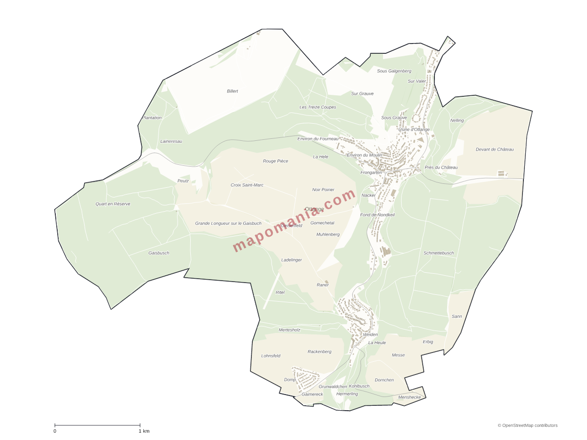Carte de Ottange à personnaliser