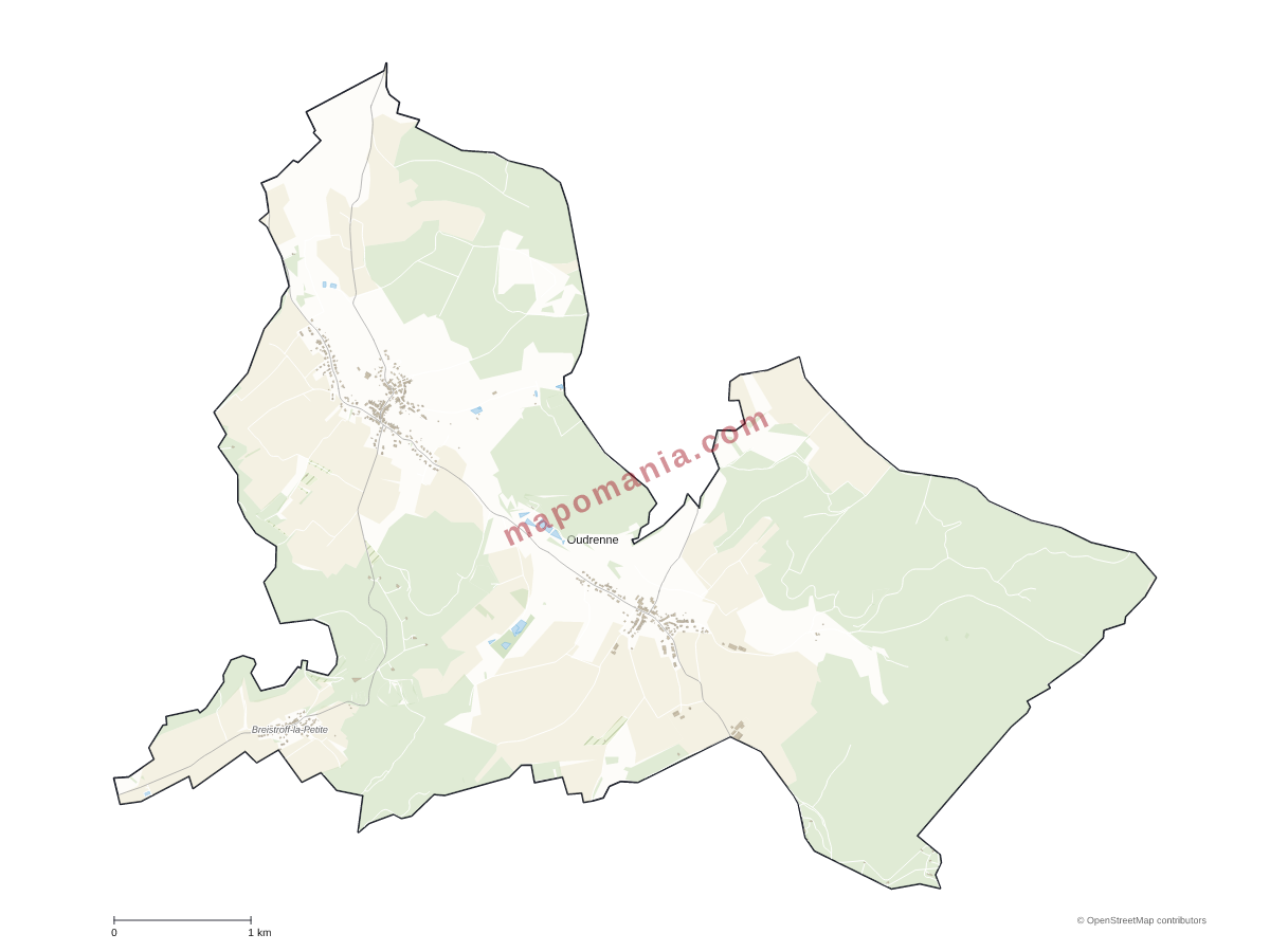 Carte de Oudrenne à personnaliser
