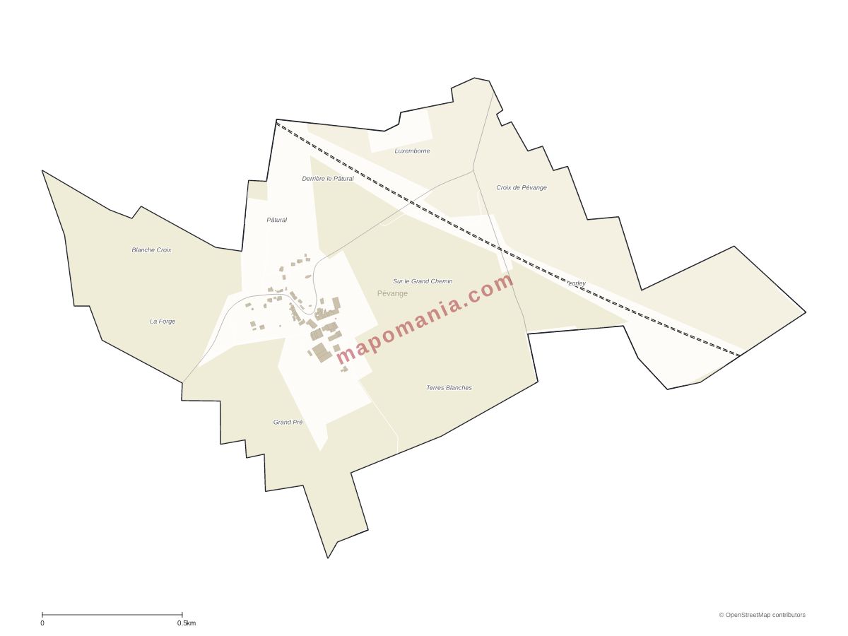 Carte de Pévange à personnaliser