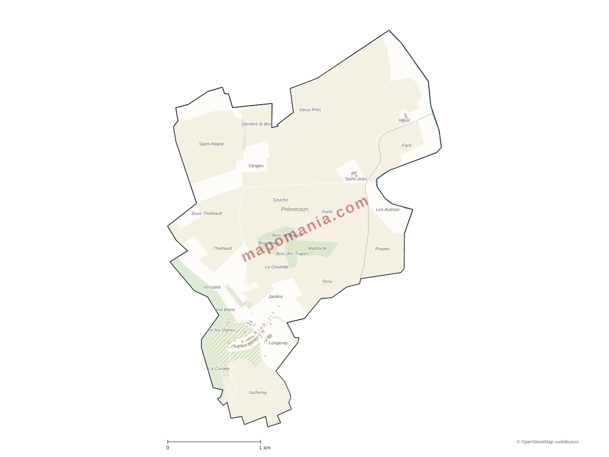 Carte de Prévocourt à personnaliser