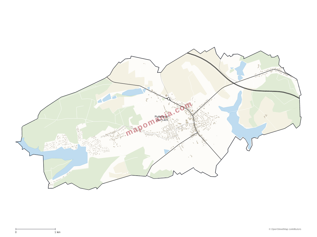 Carte de Puttelange-aux-Lacs à personnaliser