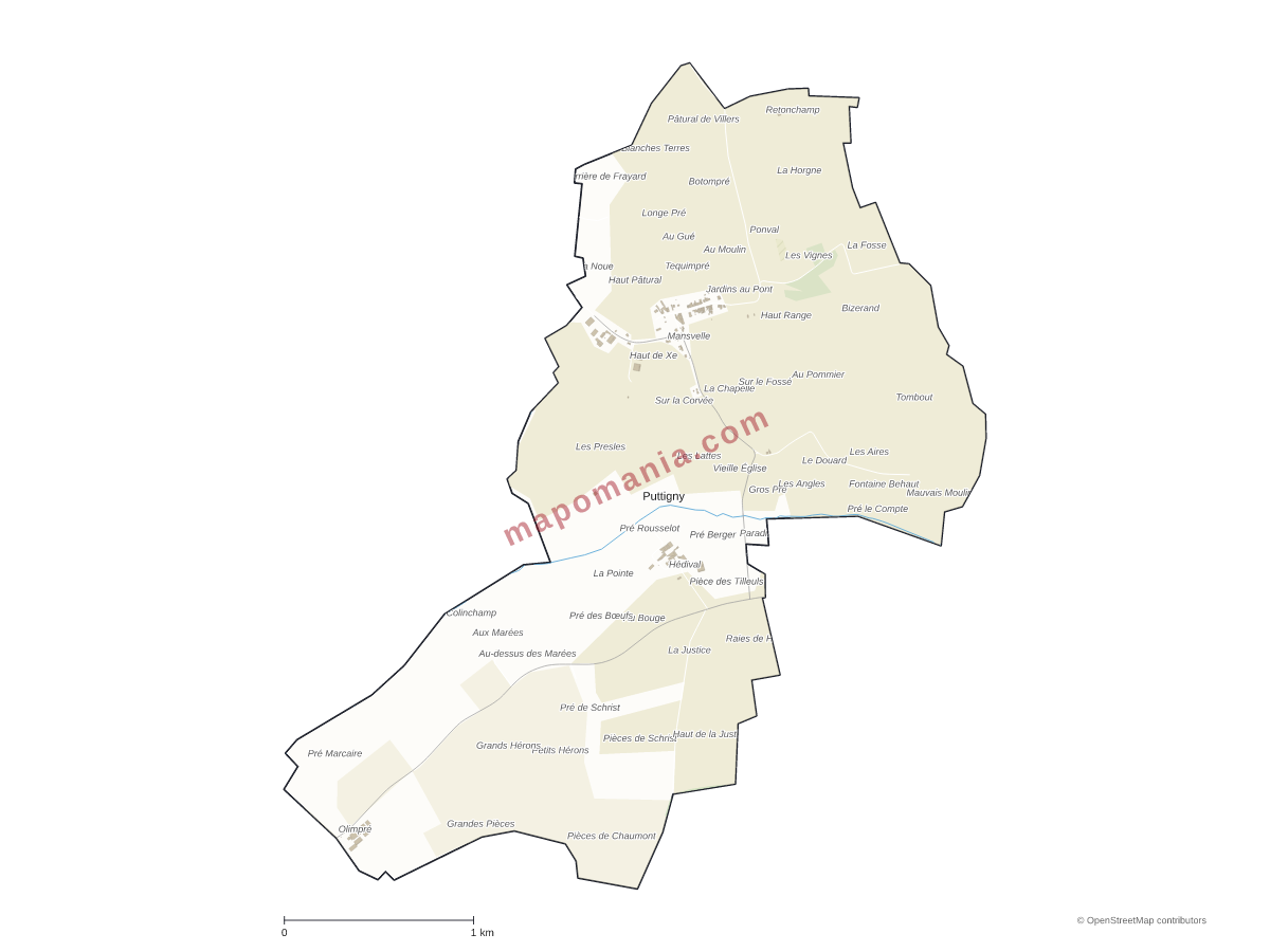 Carte de Puttigny à personnaliser