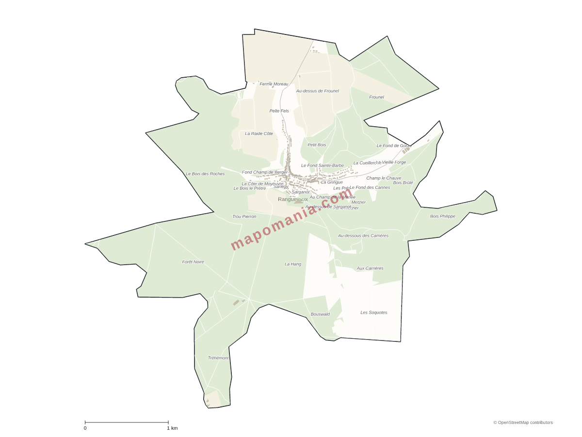 Carte de Ranguevaux à personnaliser