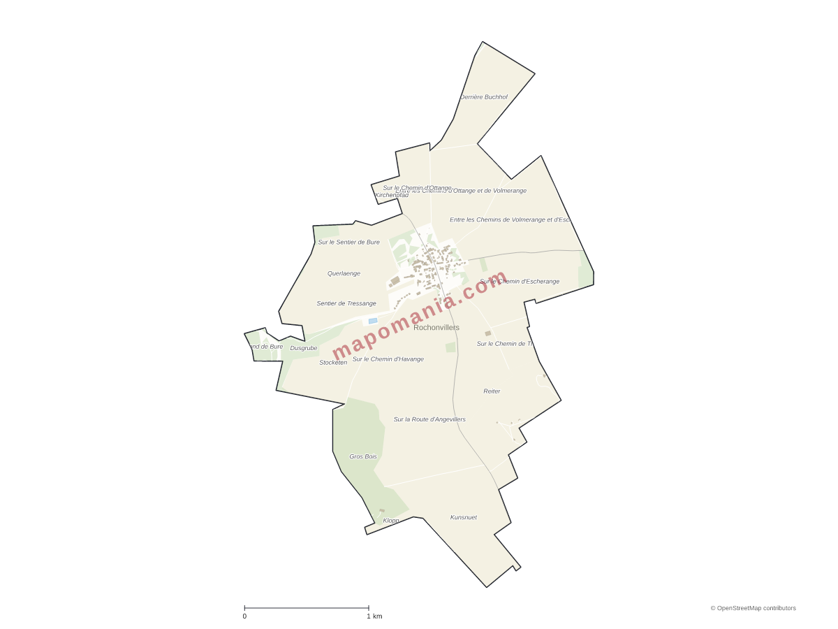 Carte de Rochonvillers à personnaliser