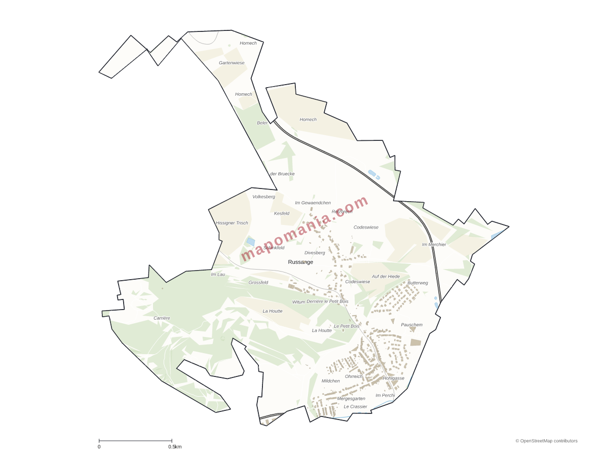 Carte de Russange à personnaliser