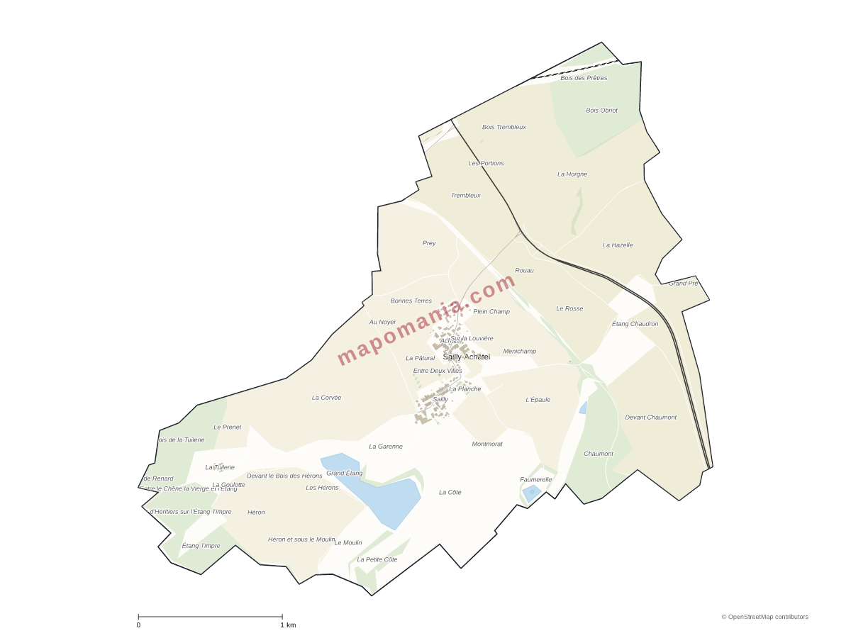 Carte de Sailly-Achâtel à personnaliser
