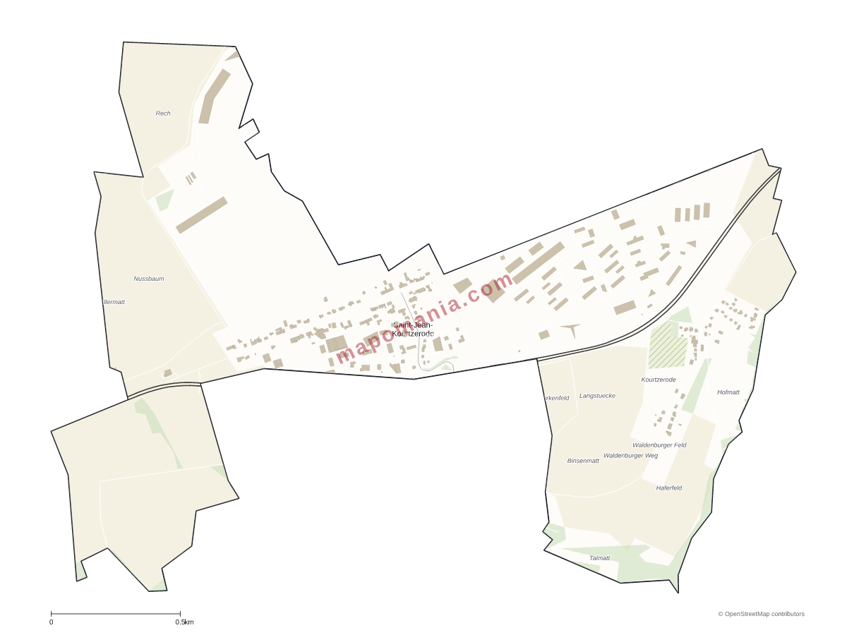 Carte de Saint-Jean-Kourtzerode à personnaliser
