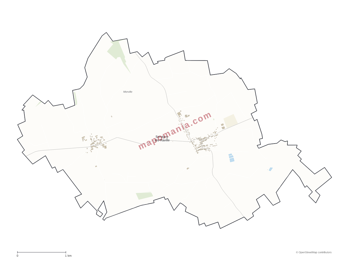 Carte de Servigny-lès-Raville à personnaliser