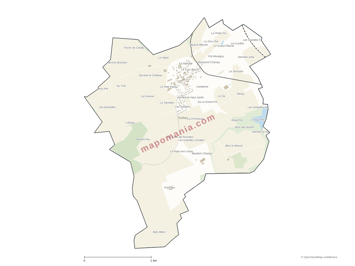 Carte de Sorbey à personnaliser