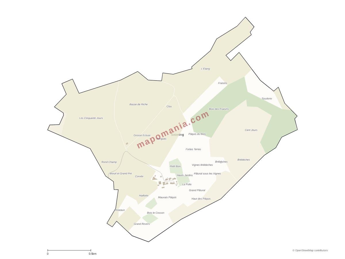 Carte de Sotzeling à personnaliser