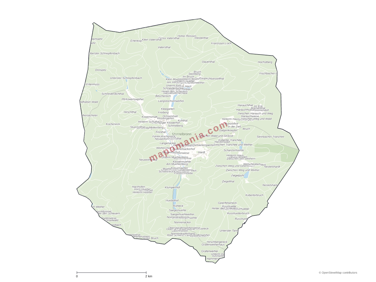 Carte de Sturzelbronn à personnaliser