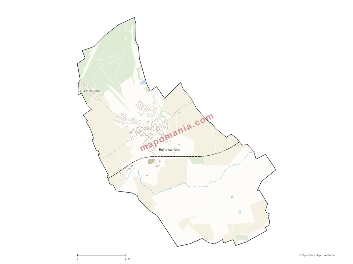 Carte de Teting-sur-Nied à personnaliser