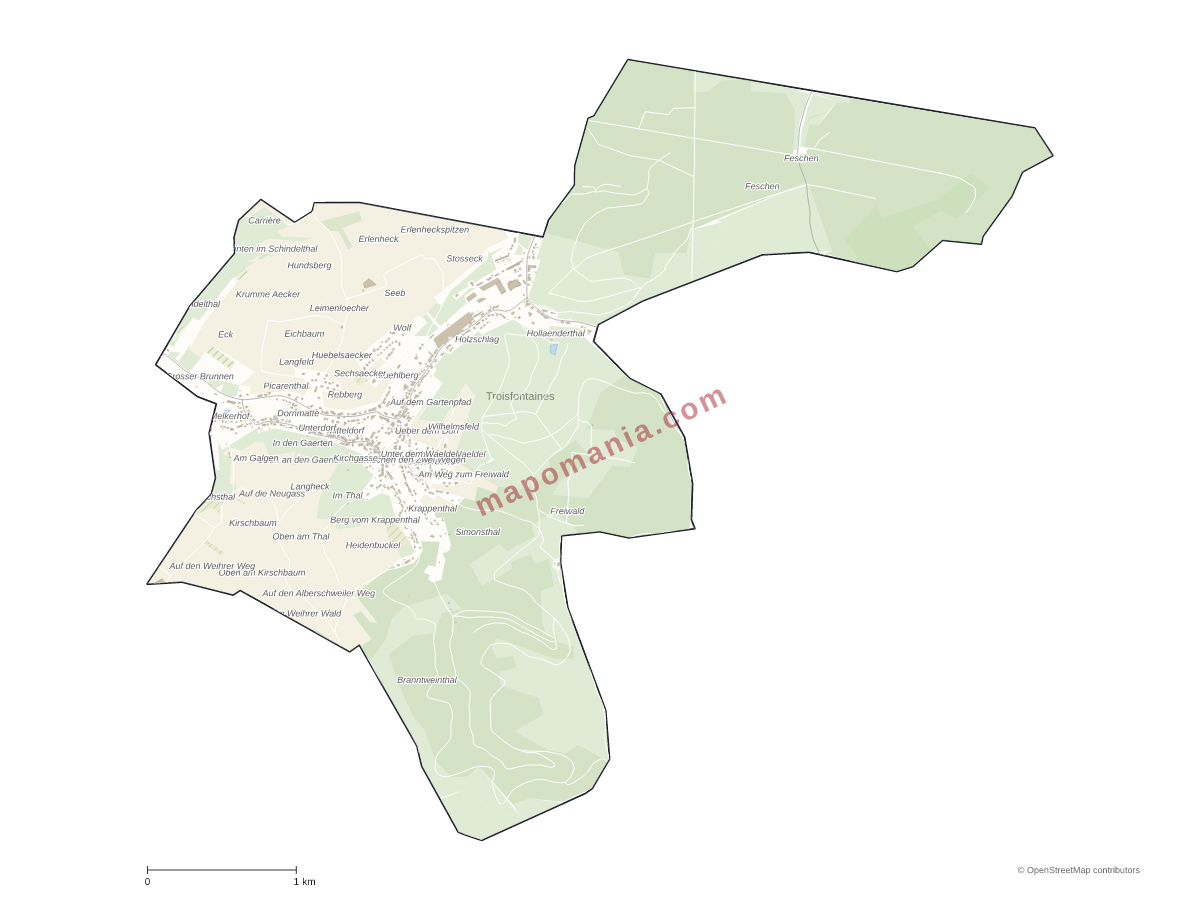 Carte de Troisfontaines à personnaliser