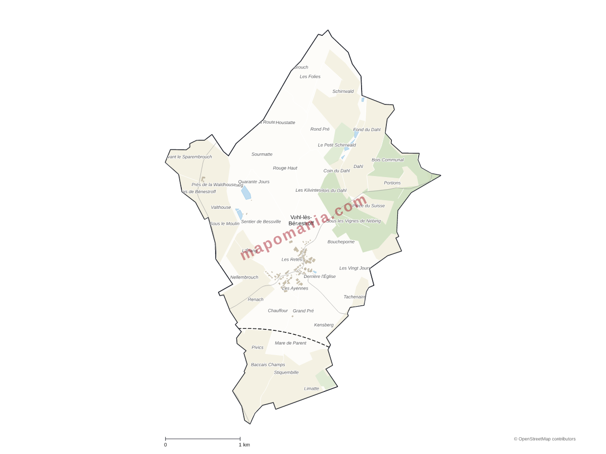 Carte de Vahl-lès-Bénestroff à personnaliser