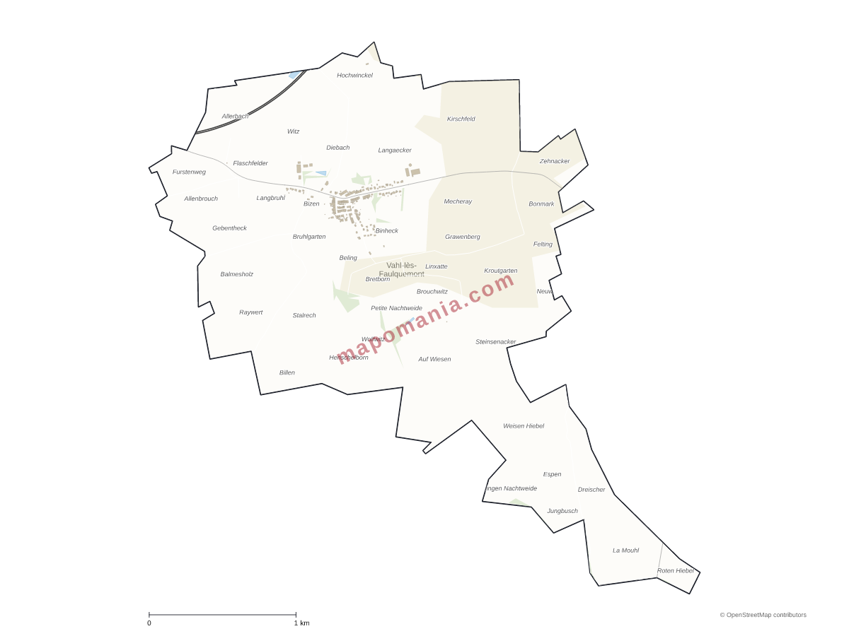 Carte de Vahl-lès-Faulquemont à personnaliser