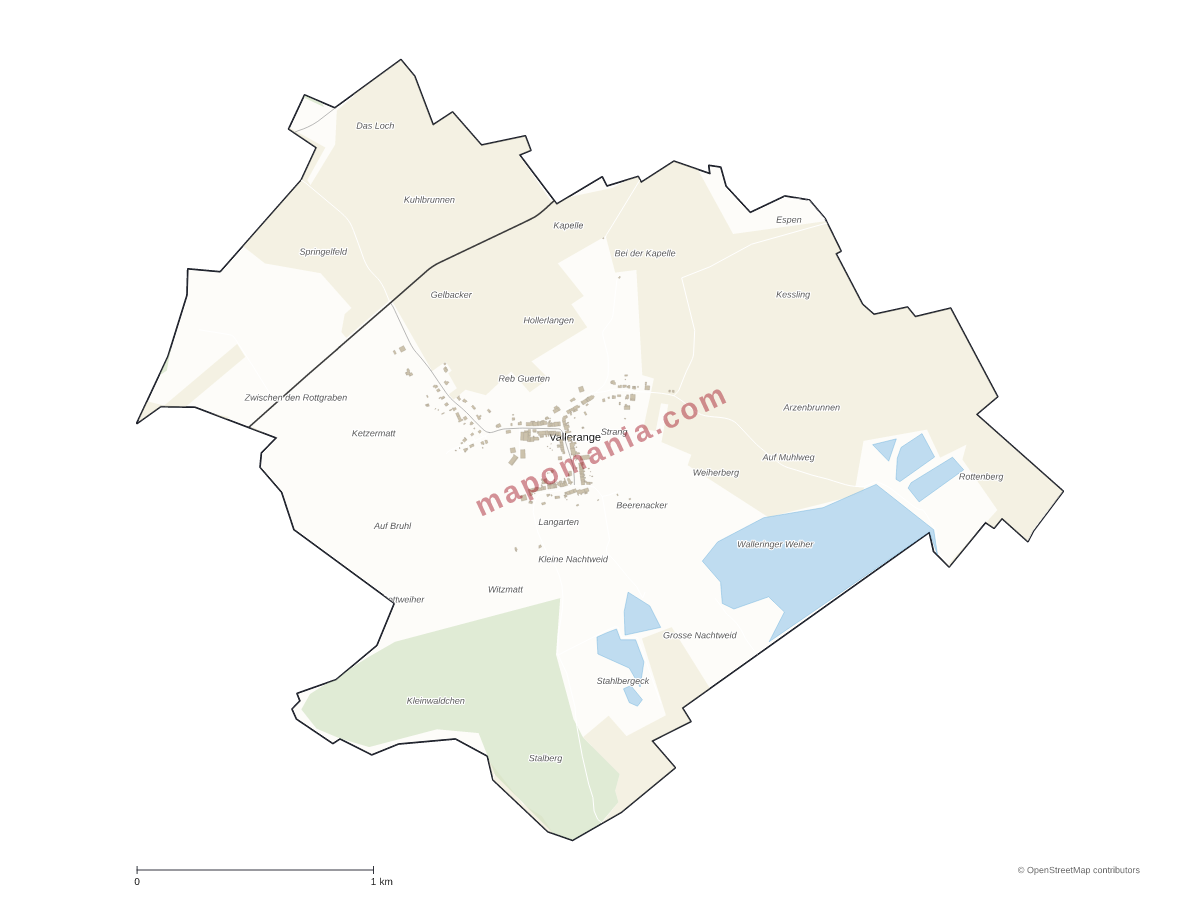 Carte de Vallerange à personnaliser