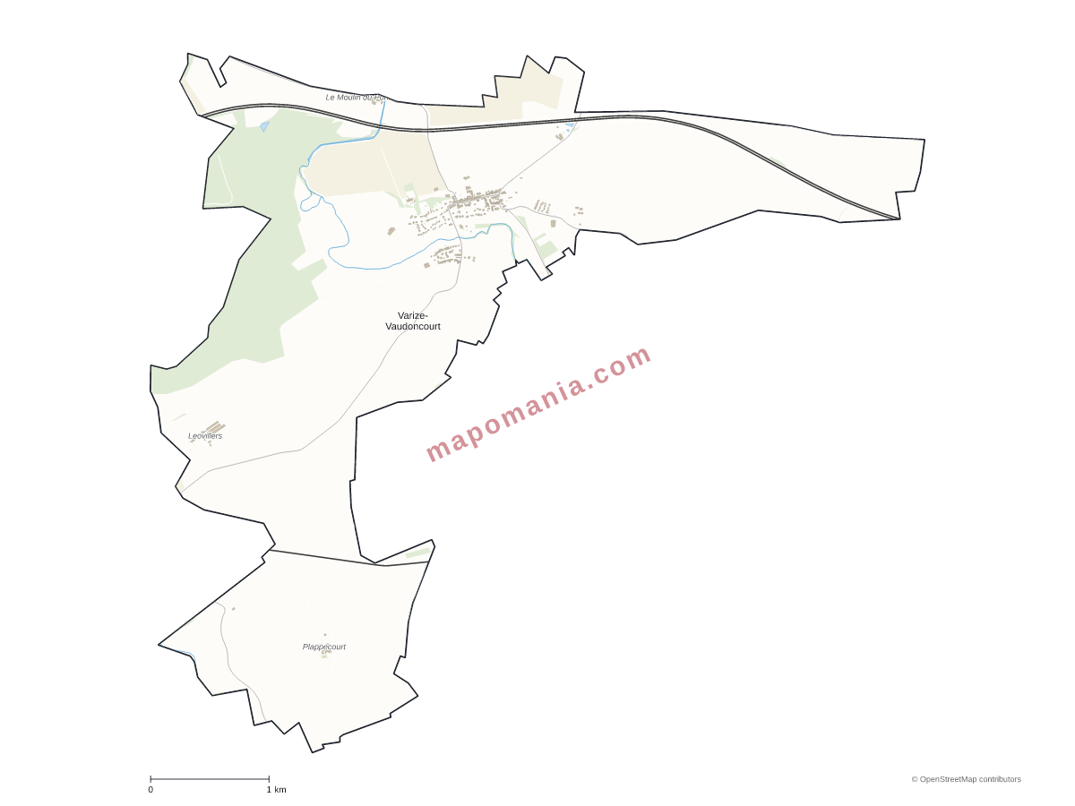 Carte de Varize-Vaudoncourt à personnaliser
