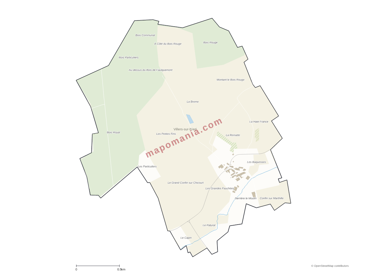 Carte de Villers-sur-Nied à personnaliser